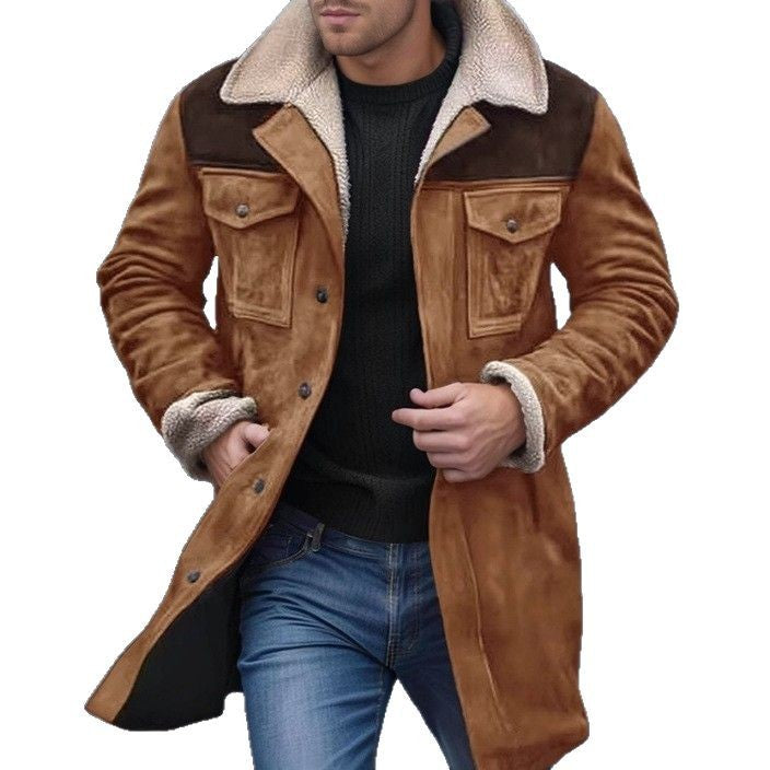 Herren Lammfelljacke im lässigen Utility-Stil mit großzügigen Taschen Heidi-Mode