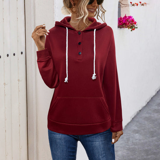 Damen Hoodie mit Knopfleiste und lässigem Schnitt Heidi-Mode