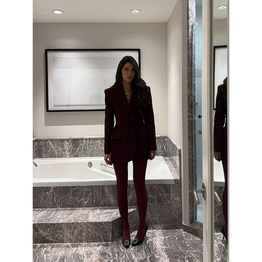 Damen elegante Blazerjacke mit doppelter Knopfverschluss und tailliertem Schnitt Heidi-Mode