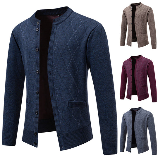Herren Strickjacke mit modernem Rautenmuster Heidi-Mode