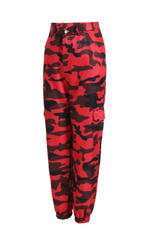 Damen Cargohose im modernen Camouflage-Stil mit elastischem Bund und Taschen Heidi-Mode
