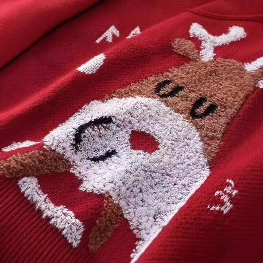 Damen festlicher Strickpullover mit Rentier-Motiv und Schneeflocken Heidi-Mode