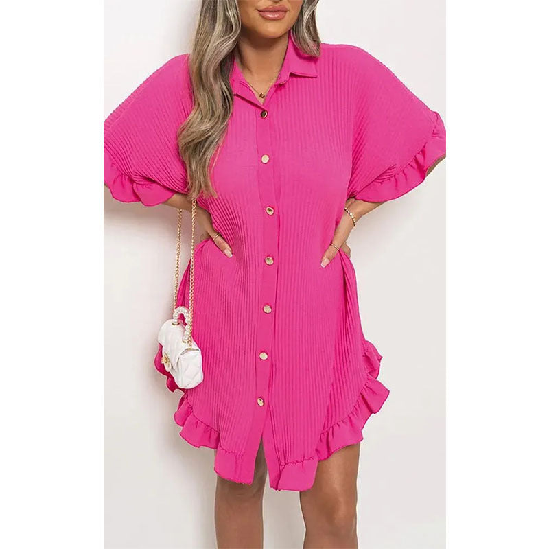 Damen Hemdkleid mit frischem Schnitt und lässigen Volant-Details Heidi-Mode