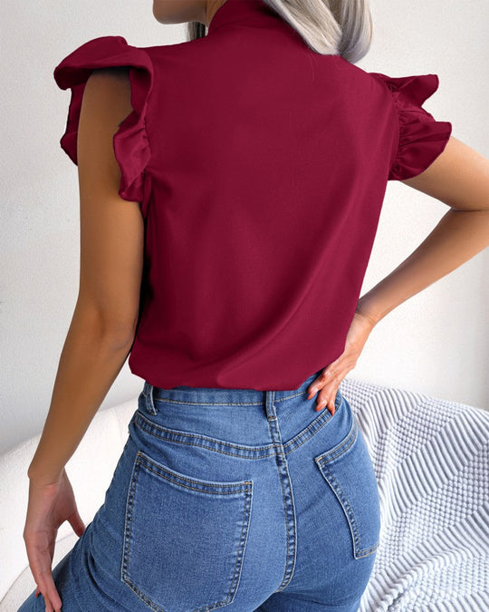 Damen Bluse mit Rüschendetails und schickem Schleifenelement Heidi-Mode