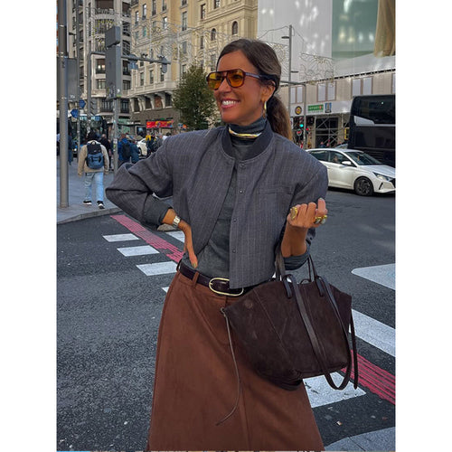Damen Kurzjacke mit strukturiertem Design und Stehkragen Heidi-Mode
