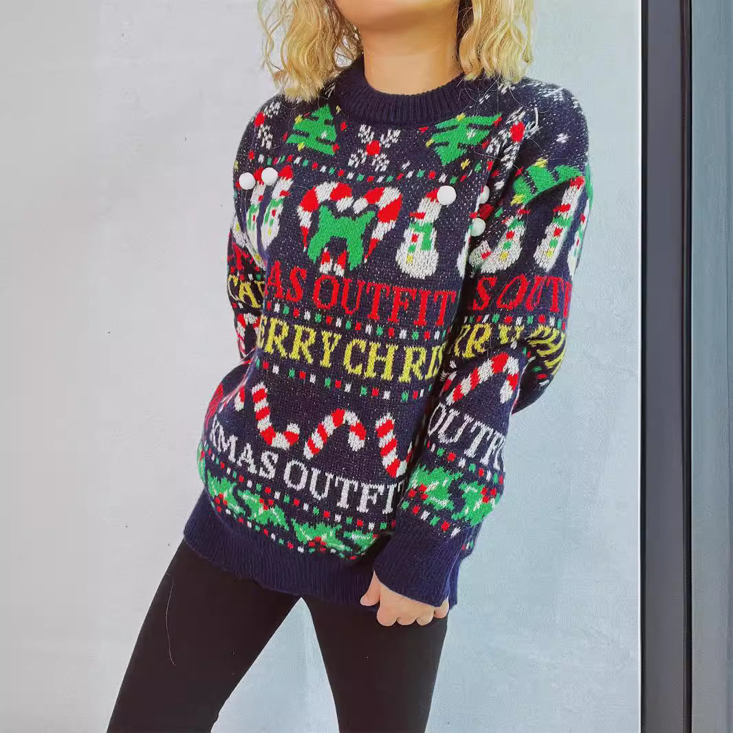 Damen Weihnachts-Pullover mit festlichem Motiv und lässigem Schnitt Heidi-Mode