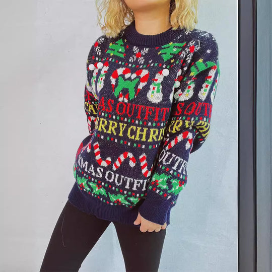 Damen Weihnachts-Pullover mit festlichem Motiv und lässigem Schnitt Heidi-Mode