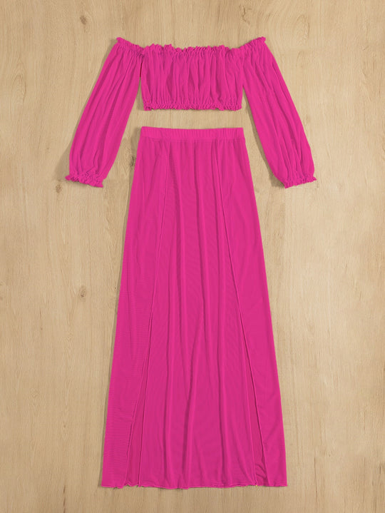 Damen Elegantes Strandkleid mit schulterfreiem Design und tiefen Seitenschlitzen Heidi-Mode