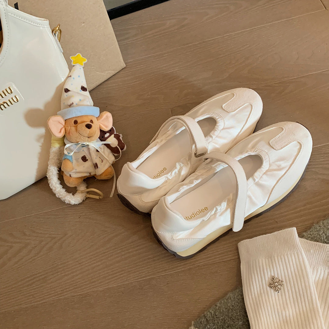 Damen Leder Ballerina Flats mit Perlmutt-Detail Heidi-Mode