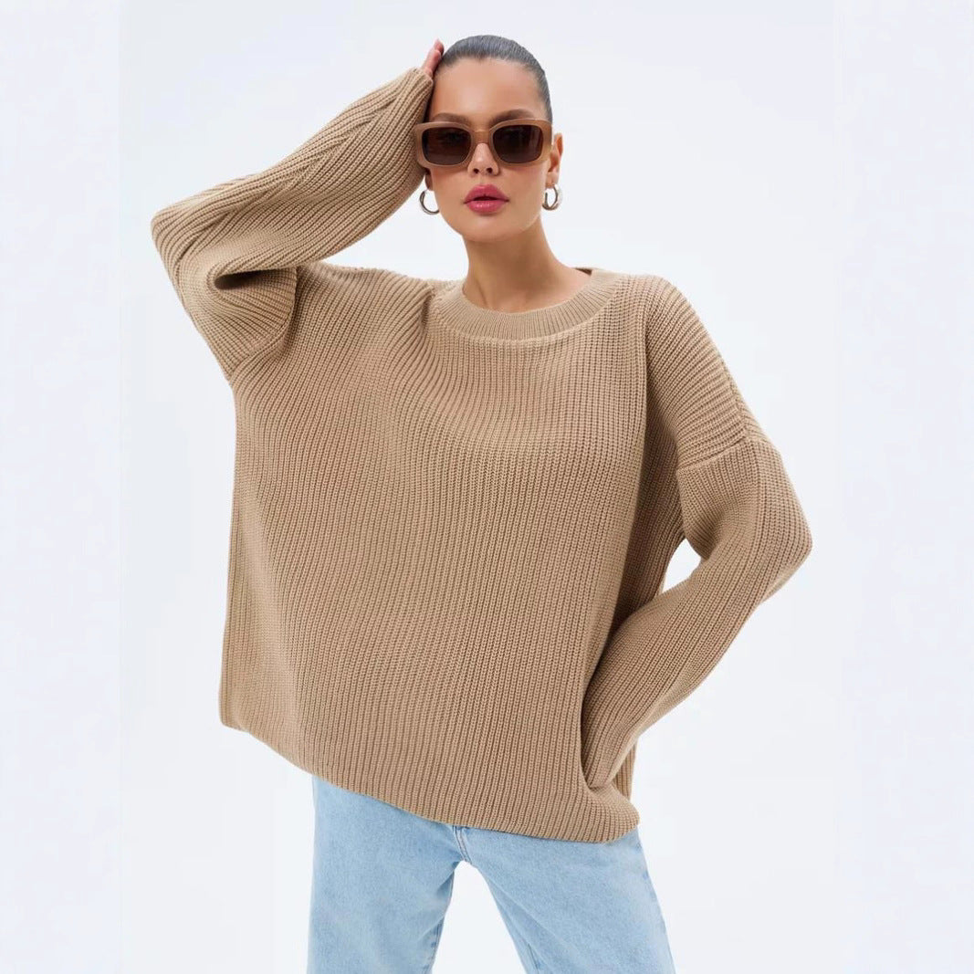 Damen Oversized Strickpullover mit strukturiertem Design und lässigem Schnitt Heidi-Mode
