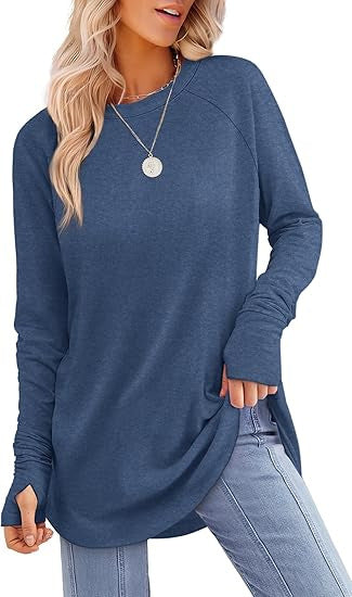 Damen lässiger Langarmshirt mit modernem Schnitt Heidi-Mode