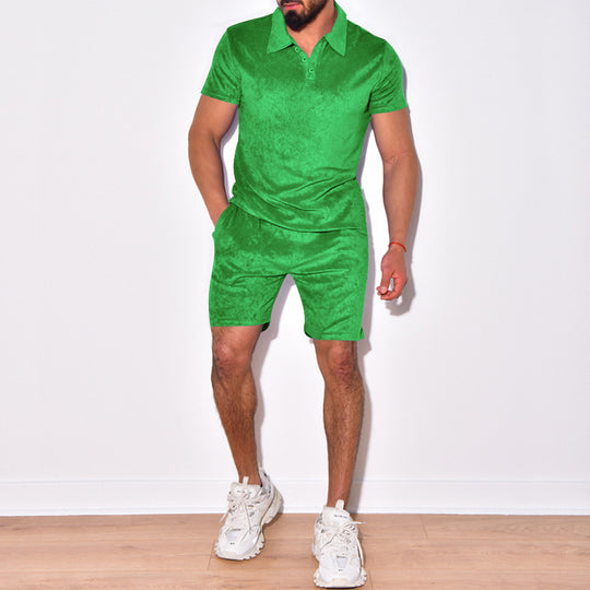 Herren Freizeit-Set aus weichem Velours mit praktischem Reißverschluss Heidi-Mode