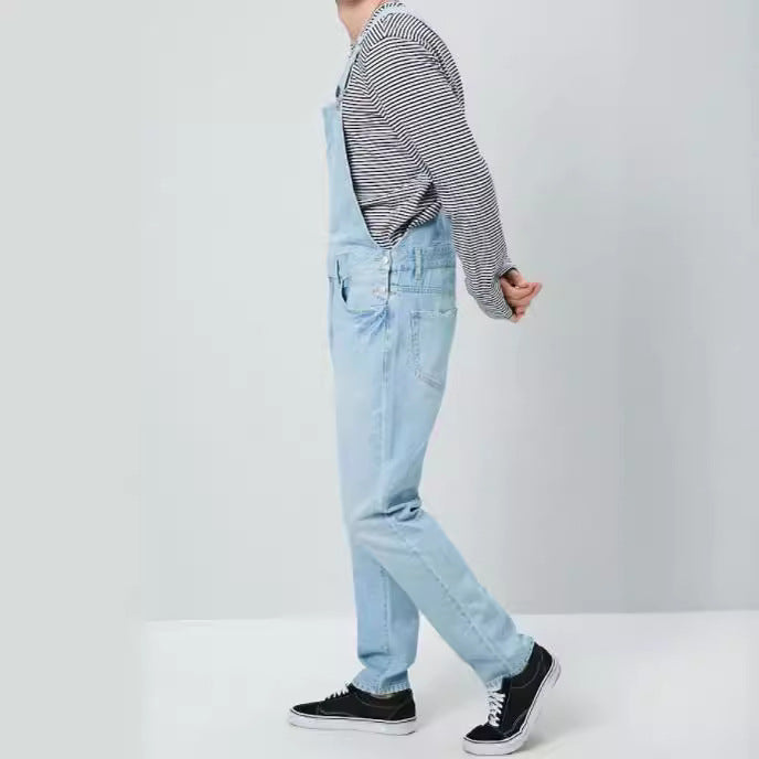 Herren Denim Latzhose im Vintage-Stil mit regulierbaren Trägern und praktischen Taschen Heidi-Mode