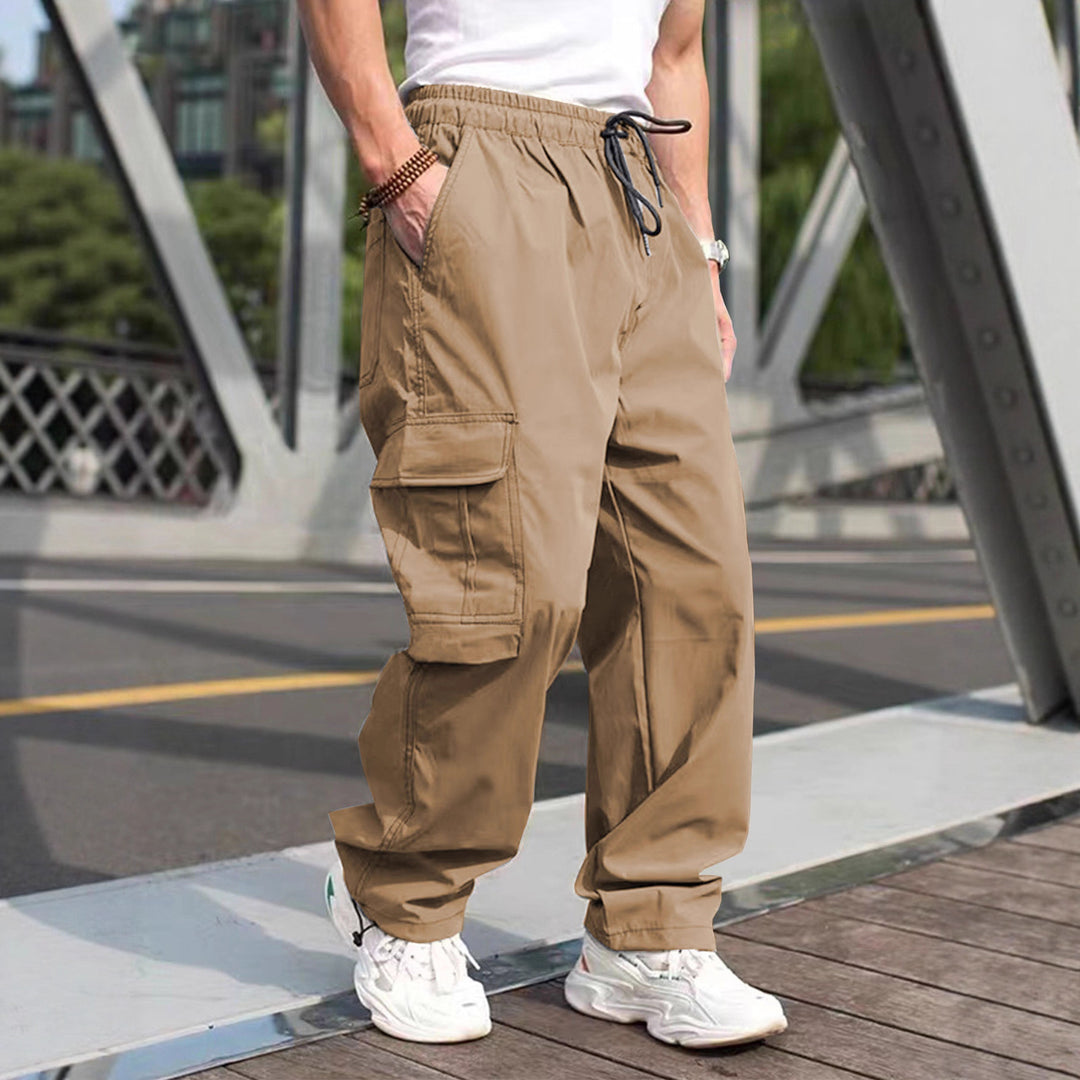 Herren moderne Cargohose mit elastischem Bund und multifunktionalen Taschen Heidi-Mode