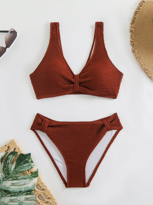 Femme Strukturierter Hochgeschnittener Bikini-Set Heidi-Mode