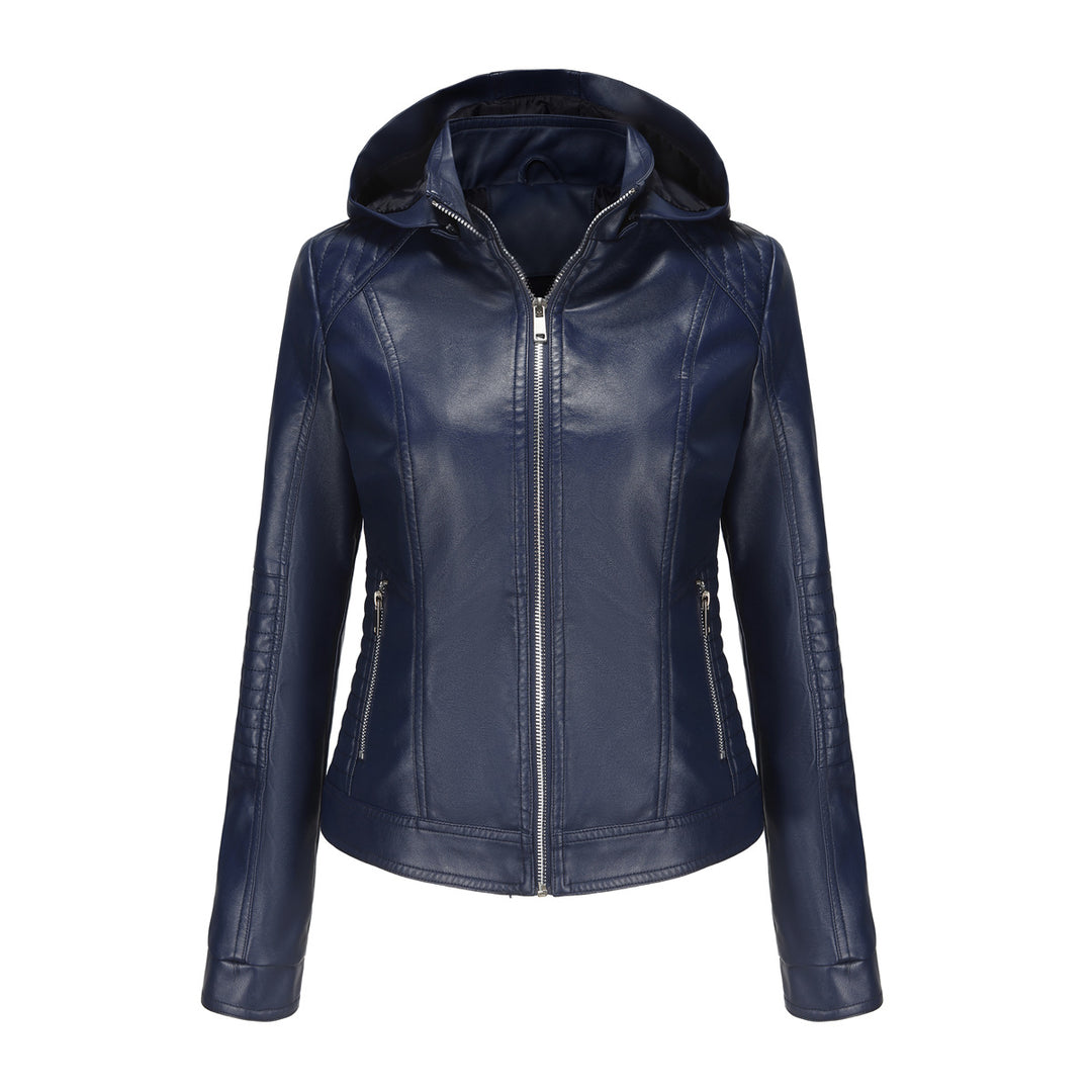 Damen Kapuzenjacke aus hochwertigem Kunstleder Heidi-Mode