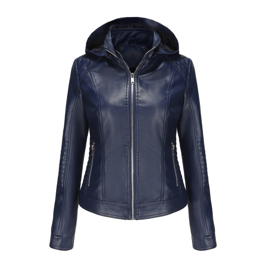 Damen Kapuzenjacke aus hochwertigem Kunstleder Heidi-Mode