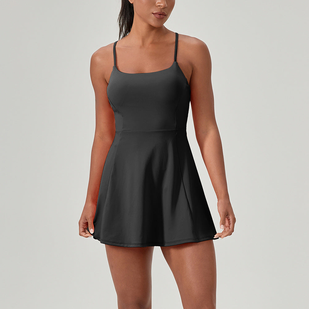 Damen Sportliches Kleid mit verstellbaren Trägern und hochelastischem Material Heidi-Mode
