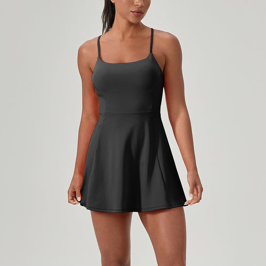 Damen Sportliches Kleid mit verstellbaren Trägern und hochelastischem Material Heidi-Mode