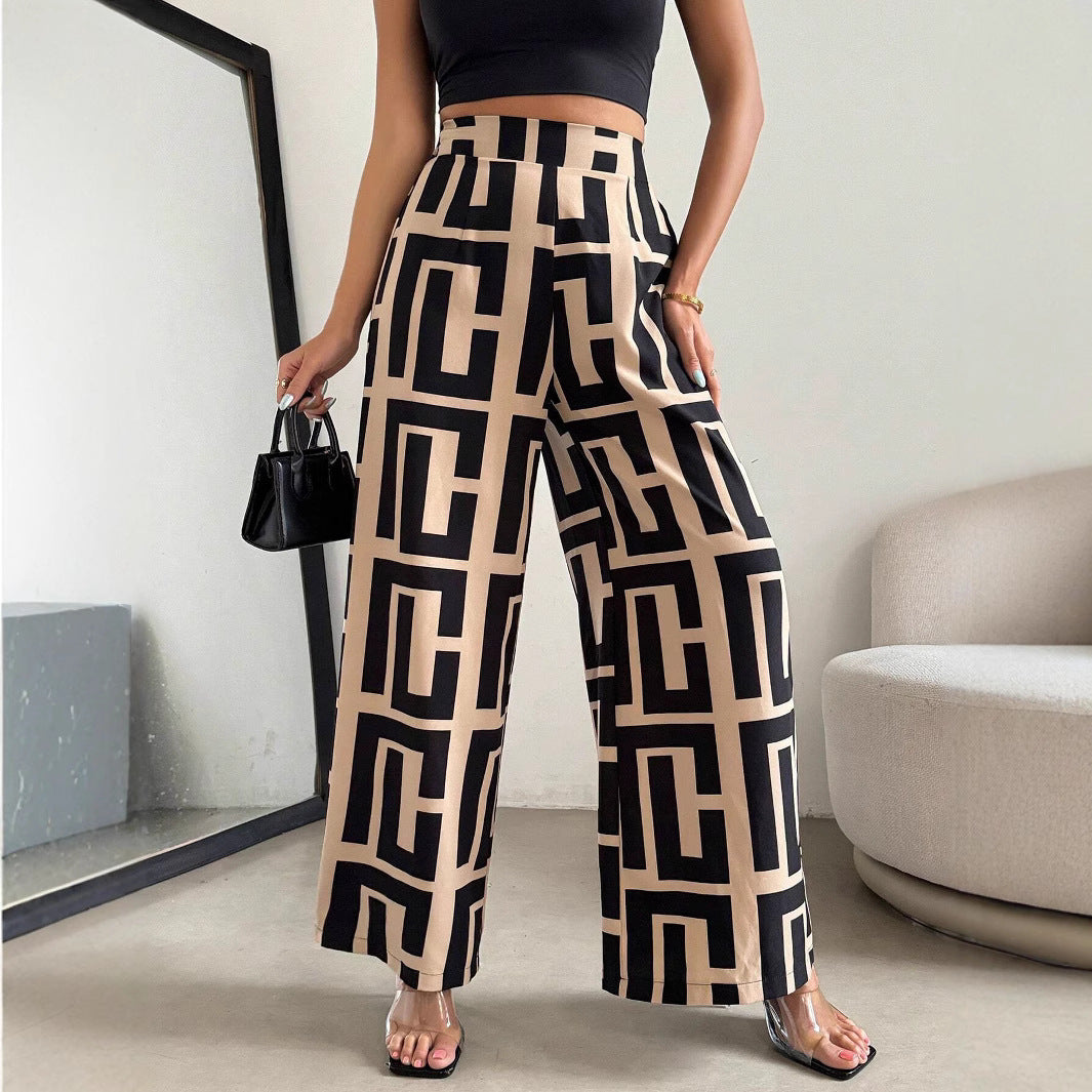 Damen Modische Palazzo-Hose mit grafischem Muster Heidi-Mode