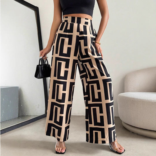 Damen Modische Palazzo-Hose mit grafischem Muster Heidi-Mode