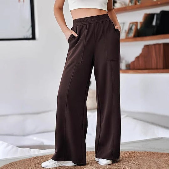 Damen weite Lounge-Hose mit elastischem Bund und praktischen Seitentaschen Heidi-Mode