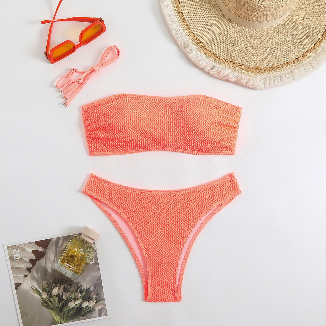 Damen Bandeau-Bikini-Set mit strukturiertem Oberteil und klassischem Schnitt Heidi-Mode