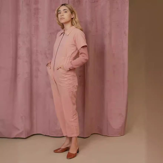 Damen legerer Jumpsuit mit praktischen Taschen und Reißverschluss Heidi-Mode