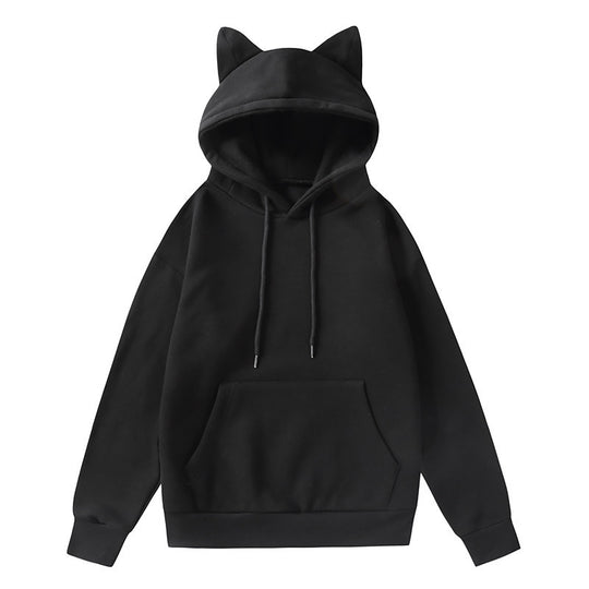 Damen Hoodie mit Katzenohren und Kängurutasche Heidi-Mode