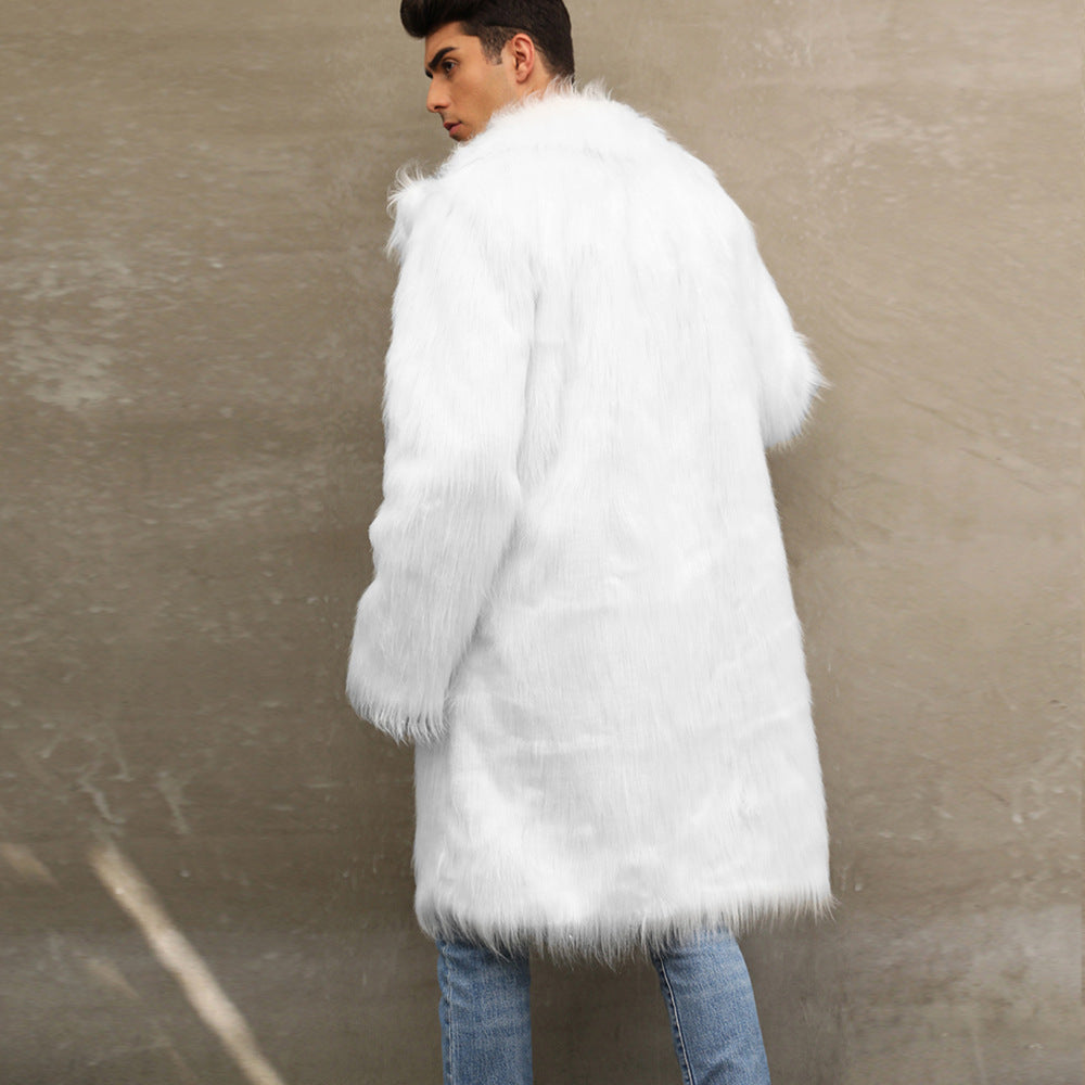 Herren Luxuriöser Plüschmantel mit breitem Revers und enganliegendem Schnitt Heidi-Mode