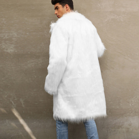 Herren Luxuriöser Plüschmantel mit breitem Revers und enganliegendem Schnitt Heidi-Mode