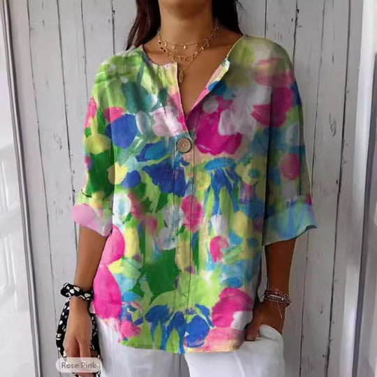 Damen Bluse aus leichten, atmungsaktiven Stoffen mit floralem Muster Heidi-Mode
