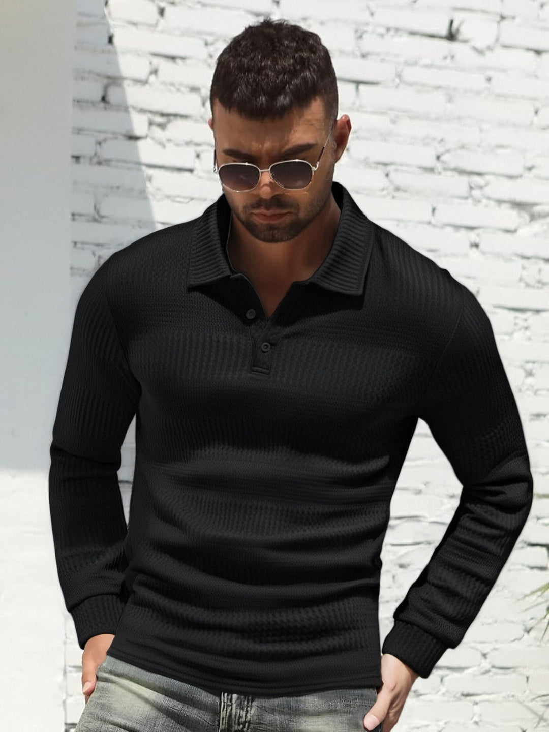 Herren Langarm Poloshirt Heidi-Mode