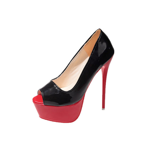Damen Peeptoe High Heels mit Plattform und hohem Stiletto-Absatz Heidi-Mode