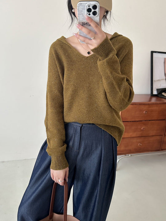 Damen Lässiger V-Ausschnitt Strickpullover Heidi-Mode