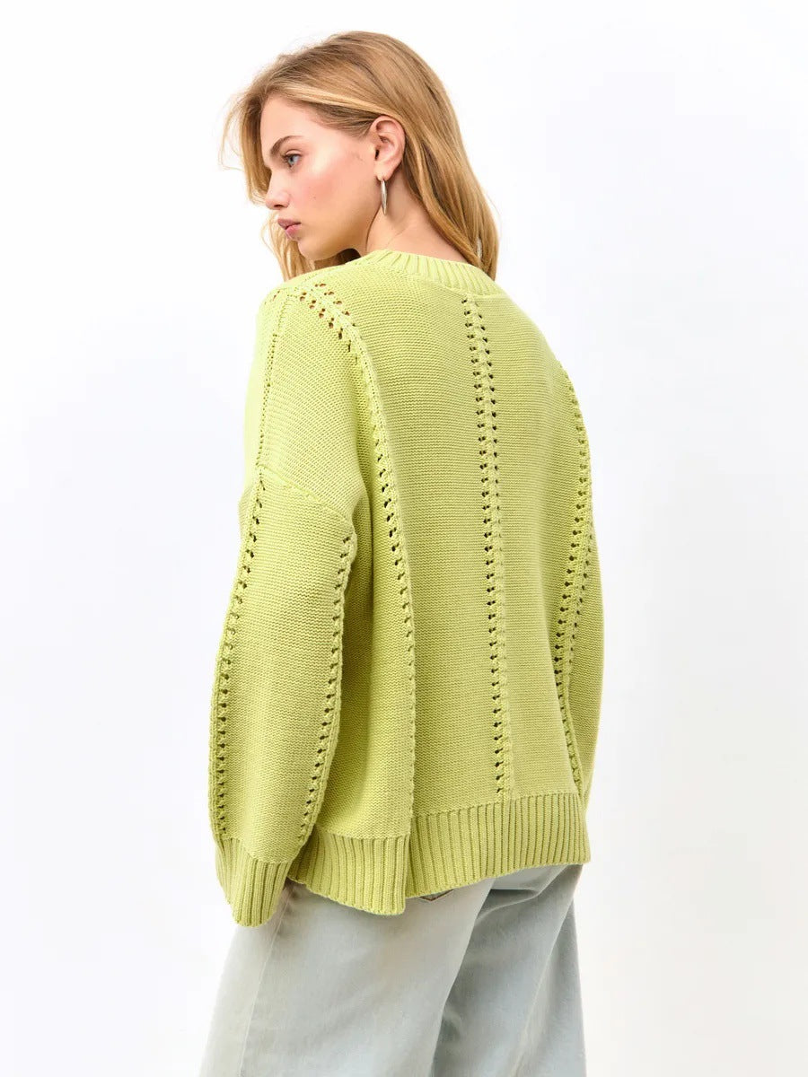 Damen Übergroßer Strickpullover mit luftiger Struktur und besonderen Details Heidi-Mode
