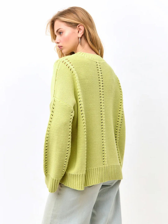 Damen Übergroßer Strickpullover mit luftiger Struktur und besonderen Details Heidi-Mode