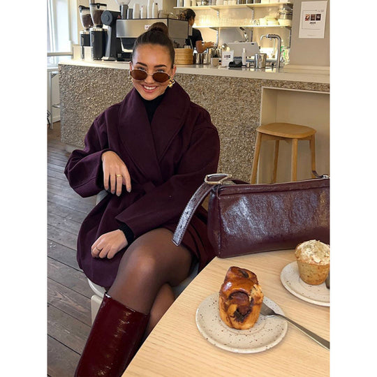 Damen Komfortabler Oversized-Mantel mit breitem Kragen Heidi-Mode