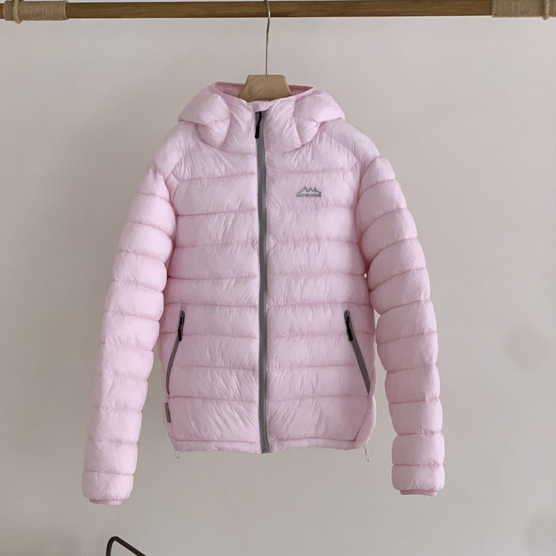 Damen ultraleichte Pufferjacke mit abnehmbarer Kapuze und elastischem Saum Heidi-Mode