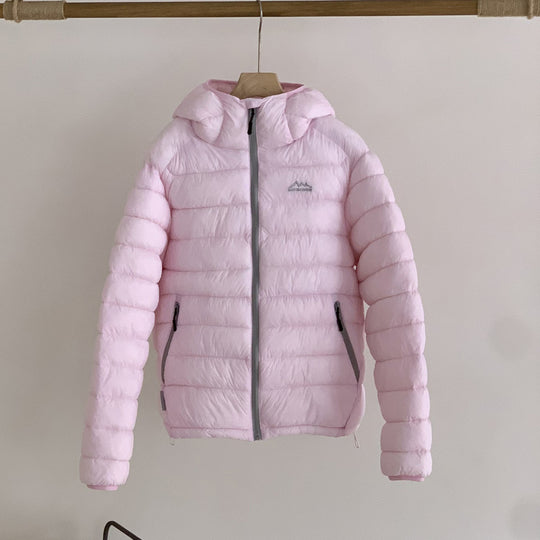 Damen ultraleichte Pufferjacke mit abnehmbarer Kapuze und elastischem Saum Heidi-Mode