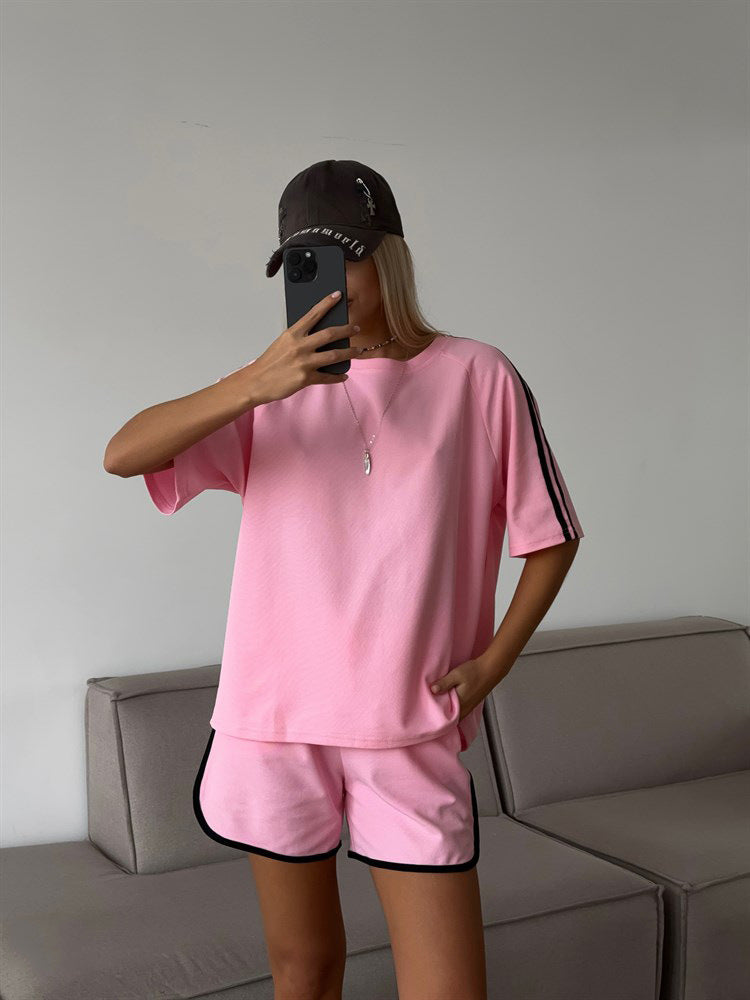 Damen lässiges Sportset mit kontrastierenden Akzenten Heidi-Mode