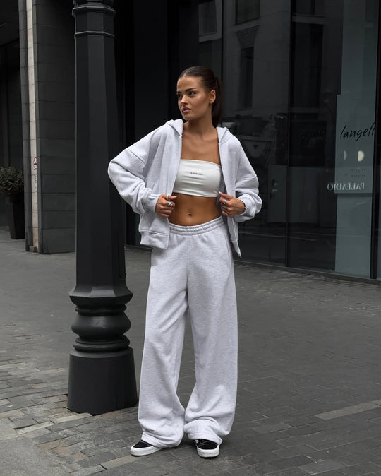 Damen Sportlicher Oversized Hoodie und weite Jogginghose Set Heidi-Mode