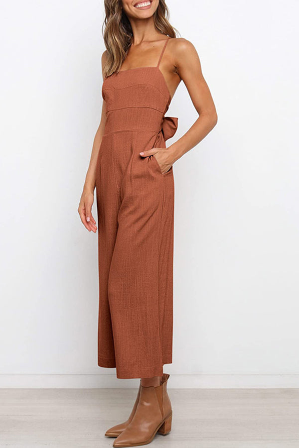 Heidi-Mode | Solide Tie Rückfreie Kurze Jumpsuits