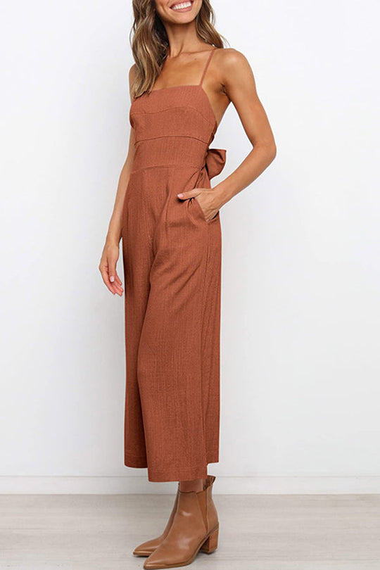 Heidi-Mode | Solide Tie Rückfreie Kurze Jumpsuits