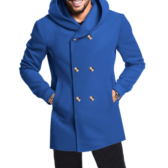 Herren Modische Doppelreihige Jacke mit Kapuze Heidi-Mode