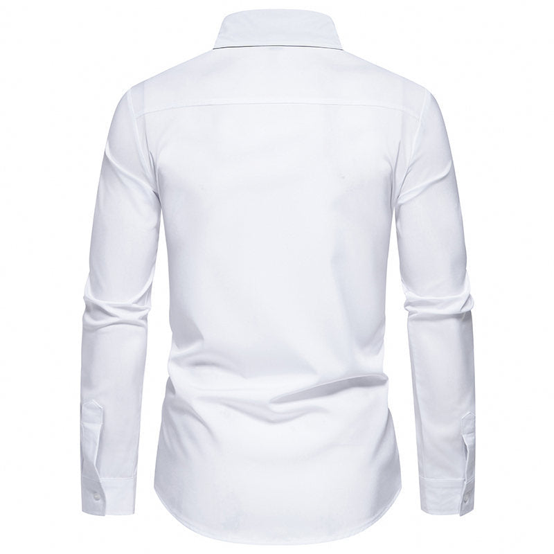 Herren elegantes Slim-Fit Hemd mit kontrastierendem Kragen und hochwertigen Stoffdetails Heidi-Mode