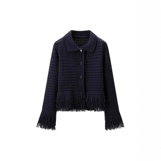 Damen Midirock mit fransiertem Saum und strukturiertem Design Heidi-Mode