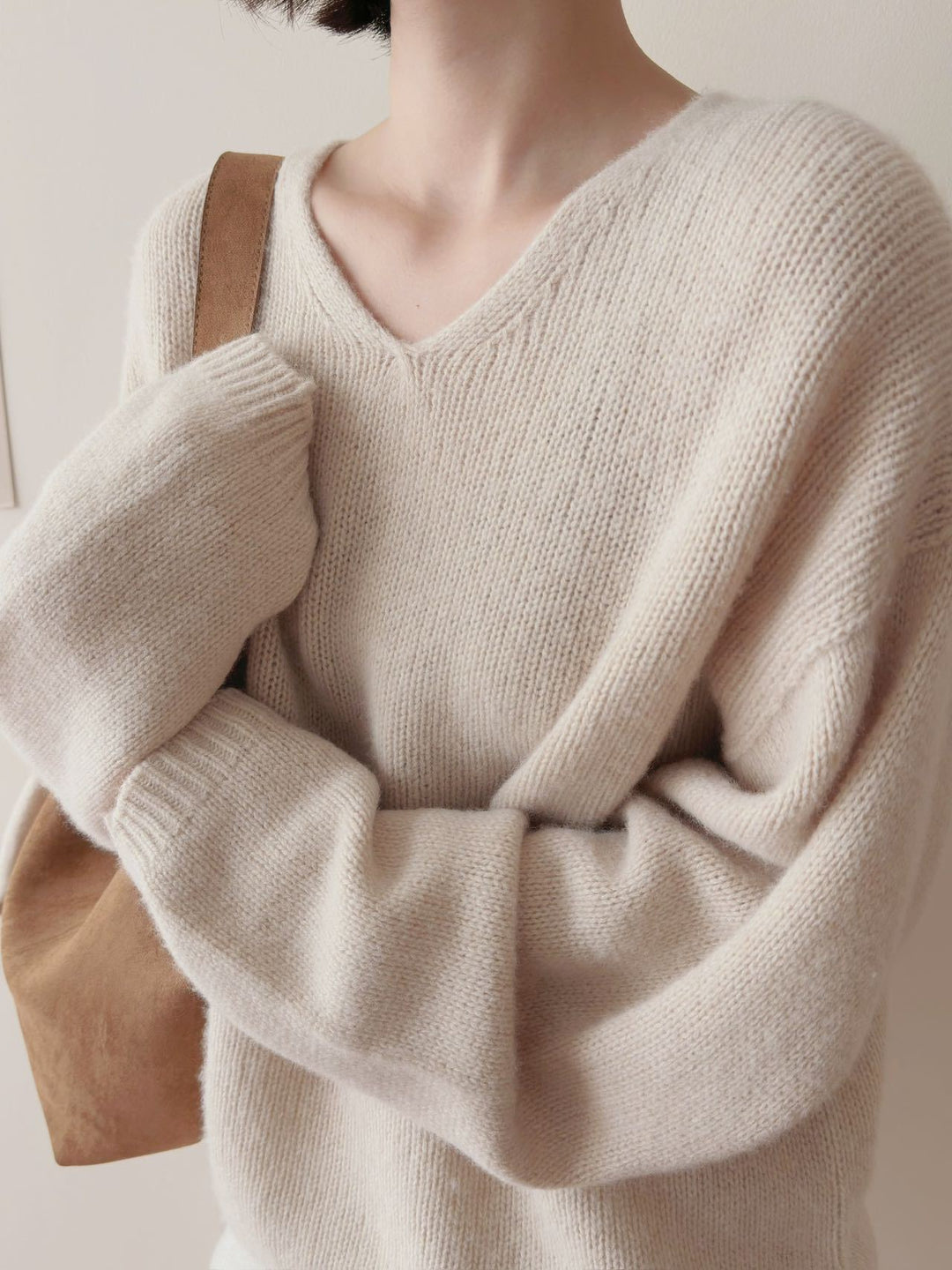 Femme Luxuriöser V-Ausschnitt Kaschmirpullover Heidi-Mode