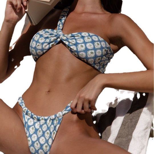 Femme One-Shoulder Gemusterter Bikini Set Heidi-Mode