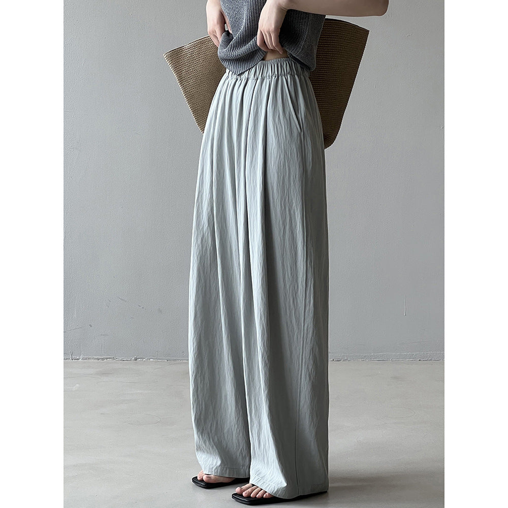 Damen lässige Palazzo-Hose mit elastischem Bund und weitem Bein Heidi-Mode